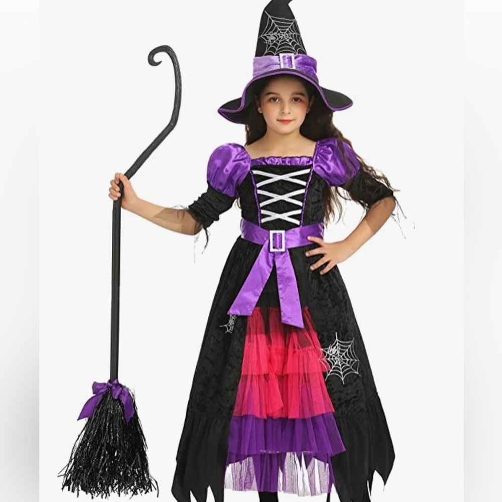 Halloween Witch Costume Purple Witch Dress for Girls size 3-4 new